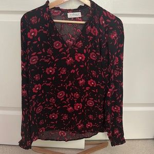 Velvet by Graham & Spencer Black and Red Floral Blouse